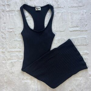 Show Me Your MuMu Black Ribbed Tank Midi Dress